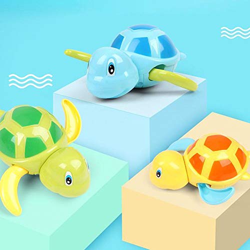 VLUNT Juguetes de baño para bebé con tortuga mecánica para niños pequeños, juguetes acuáticos de remontar Piscina, tortuga de baño, flotador, juguete infantil