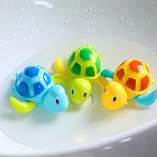 VLUNT Juguetes de baño para bebé con tortuga mecánica para niños pequeños, juguetes acuáticos de remontar Piscina, tortuga de baño, flotador, juguete infantil