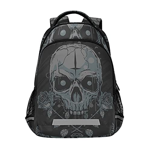 Vnurnrn Ilustraciones De Rosas De Calavera De Diamantes Niñas Mochila de Estudiantes Mochilas para Viajes Escolar Niños