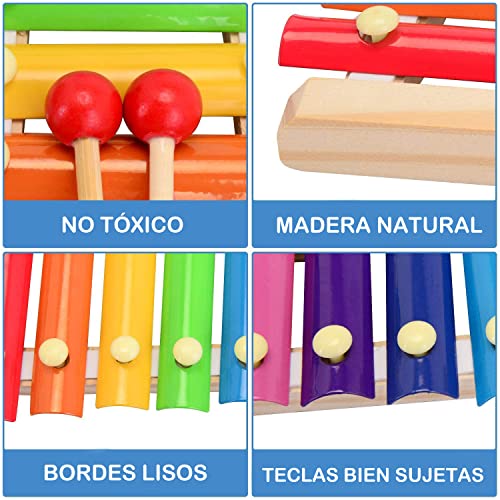 VVRB TS Xilófono Infantil Xylophone Glockenspiel de Madera de Colores Juguete de Instrumentos Musicales para Niños, Stem Educación Intelectual Juguetes Que Despiertan el Talento Musical