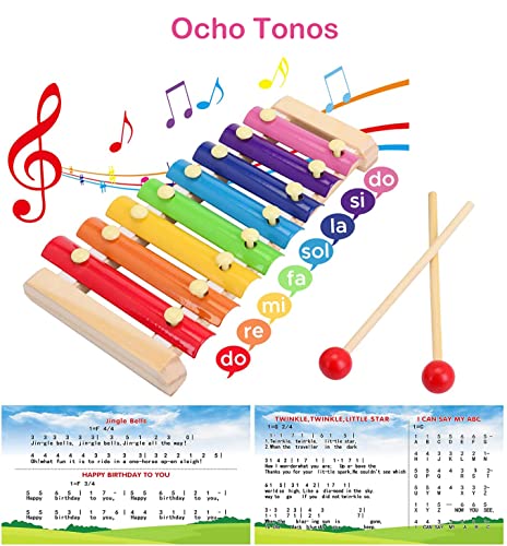 VVRB TS Xilófono Infantil Xylophone Glockenspiel de Madera de Colores Juguete de Instrumentos Musicales para Niños, Stem Educación Intelectual Juguetes Que Despiertan el Talento Musical