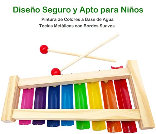 VVRB TS Xilófono Infantil Xylophone Glockenspiel de Madera de Colores Juguete de Instrumentos Musicales para Niños, Stem Educación Intelectual Juguetes Que Despiertan el Talento Musical