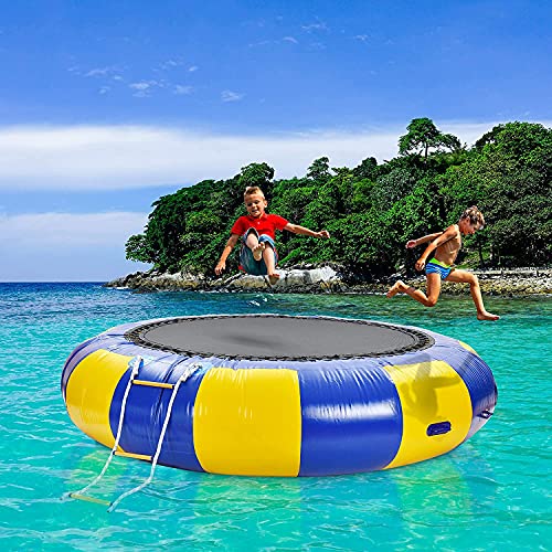 WANXJM Trampolín De Agua De 10 Pies, Trampolín De Agua, Escalera De Cuerda con Bomba De Aire, Piscina para Niños Y Adultos, Parque Infantil/Plataforma De Pesca Y Ocio