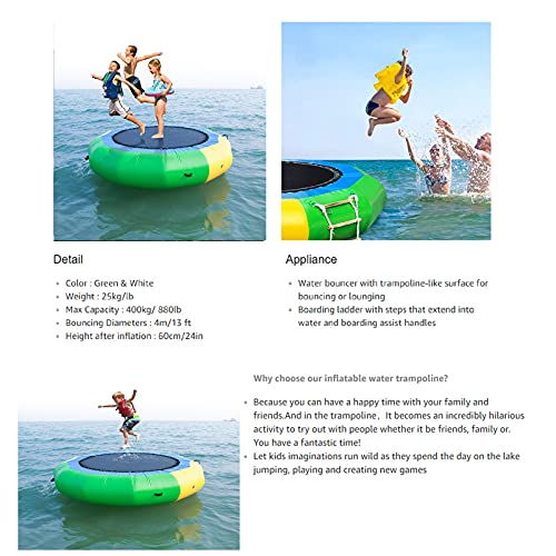 WANXJM Trampolín Grande de 13 pies Plataforma de Juego Inflable de Juguete acuático al Aire Libre, Hamaca de Agua, Flotador de Piscina para Adultos, trampolín de Agua