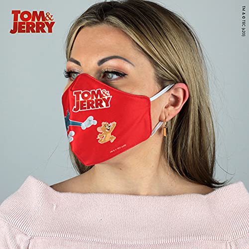 Warner Bros. Tom + Jerry Superheroes Mouthguard Masks Mask Adjustable Elastic Band Adult & Teen Comic Mask Nose Guard Mouth Noses (Logo+Tom+Jerry)