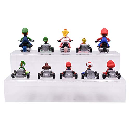 WAWRQZ 10 Unids/Set Super Mario Bros Figuras 3.5-5cm Japón Anime Luigi Dinosaurios Donkey Kong Bowser Kart Pull Back Coche PVC Niños Juguetes