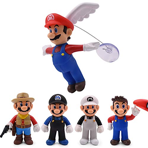 WAWRQZ 13cm Super Mario Figuras Toys Super Mario Bros Mario Mario Maker Angle Mario PVC Figura Figura Modelo Muñecas Juguete (Color : Mario with Gun)