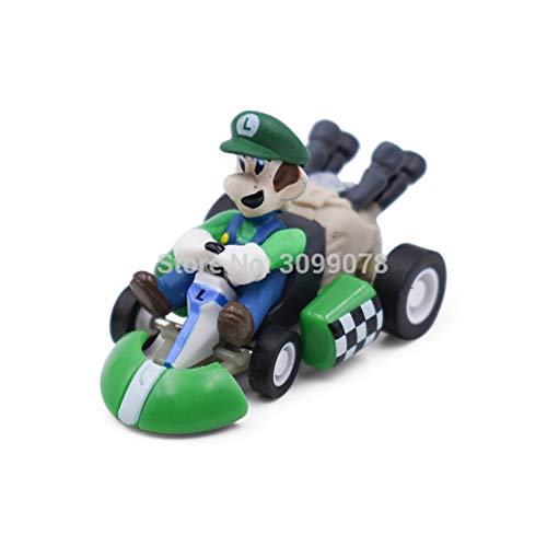 WAWRQZ 6pcs / Lot Mario Kart Tira del Coche Luigi Bowser Koopa Donkey Kong Princesa Peach Seta del Sapo De Coches Figura Juguetes For Los Niños (Color : 6PCS(Each One))