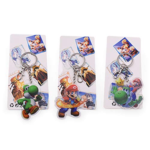 WAWRQZ Super Mario Bros Figura Llavero Acrílico Mario Luigi Yoshi PVC Juguetes De Acción (Color : Mario Yoshi)