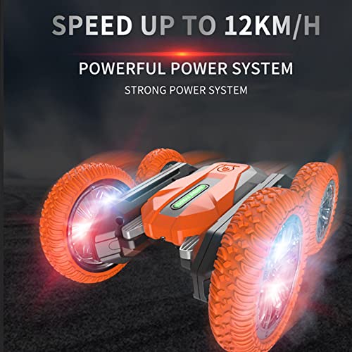 WCNM RC Stunt Car, Gesture RC Double Side Flips Stunt Car Toy, 2.4ghz High-Speed 4wd RC Stunt Car Rechargeable Remote Control Cars, 360 Deformation Drift RC Car (Orange)