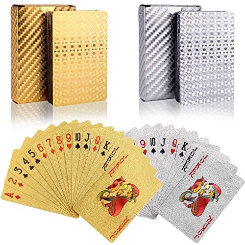 wdede Póker Naipes 2 Paquete Cartas de Poker Impermeables Cartas de póker de plástico Cartas magicas clásicas para niños y Adultos Mesa Juegos de Cartas(54 Piezas/Cubierta)