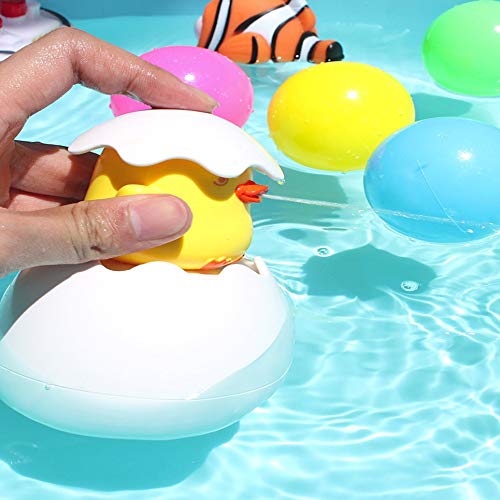 WEFH Natación Plaything Juguete De Baño Ducha Juguetes Divertidos Playa Niño Nube Pato Huevo, Blanco y Amarillo