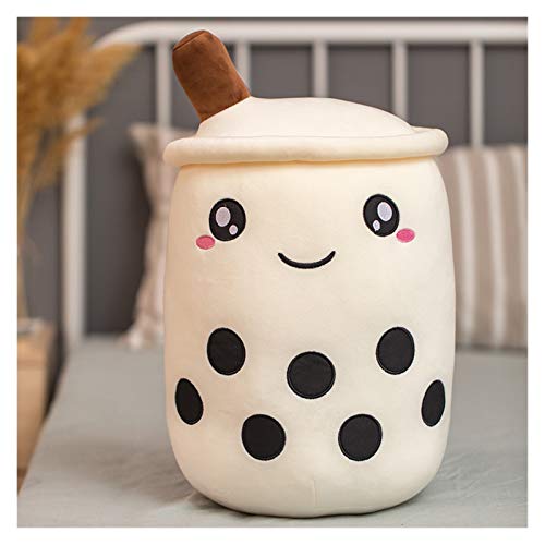 WEIGENG Juguete de peluche de té de burbujas para alimentos, té de leche, muñeca suave, taza de té de frutas, cojín de regalo de cumpleaños (color: ojos grandes blancos, tamaño: 35 cm)