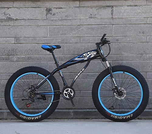 WENHAO Bicicleta de montaña, bicicleta de nieve de rueda grande de 24 "/ 26", freno de doble disco de 21 velocidades, bifurcación frontal de absorción de choques fuerte, bicicleta de playa fuera de ca