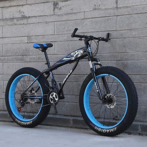 WENHAO Bicicleta de montaña, bicicleta de nieve de rueda grande de 24 "/ 26", freno de doble disco de 21 velocidades, bifurcación frontal de absorción de choques fuerte, bicicleta de playa fuera de ca