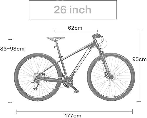 WENHAO Bicicleta de montaña de la velocidad de la velocidad de la velocidad 33 de la velocidad de adulto, la bicicleta de la aleación de aluminio de 26 pulgadas de la rueda de la rueda de 26 pulgadas,