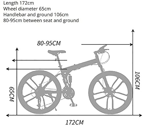 WENHAO Bicicleta de montaña fuera de la carretera de la rueda de 26 pulgadas, for la velocidad plegable de la velocidad de la velocidad de 24 velocidades, el paseo de carreras de acero al carbono de l