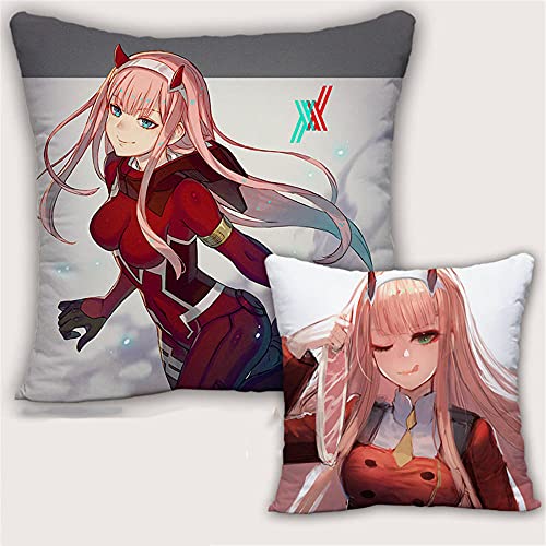 WENJZJ Anime Darling in The FRANXX Juguete Suave Zero Two 02 Figura de Juguete de Peluche Lindo muñeco Suave hogar sofá decoración Almohada colección Juguete de Felpa Regalo para niños 45 * 45 cm