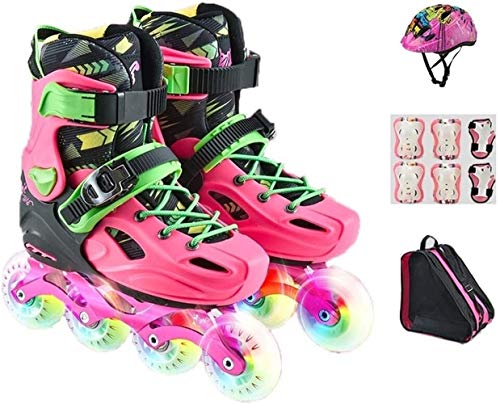 WENLI Ajustable Patines En LíNea Zapatos De Rodillos De Patines De 4 Ruedas De Patinaje Correderas Regalos Slalom Patines En Línea For Niños De Rodillos, Las Zapatillas De Deporte 2 Colores