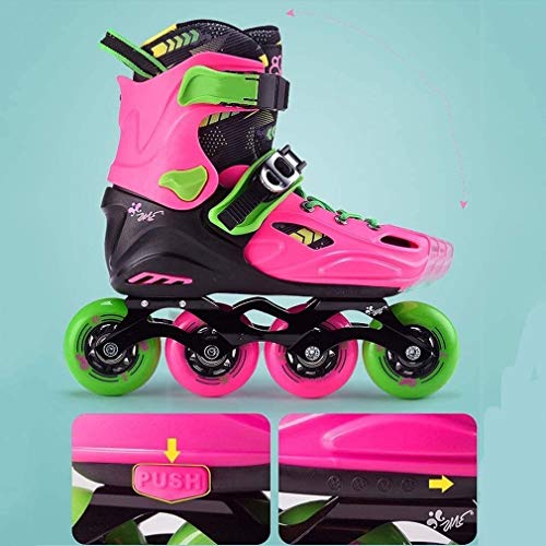 WENLI Ajustable Patines En LíNea Zapatos De Rodillos De Patines De 4 Ruedas De Patinaje Correderas Regalos Slalom Patines En Línea For Niños De Rodillos, Las Zapatillas De Deporte 2 Colores