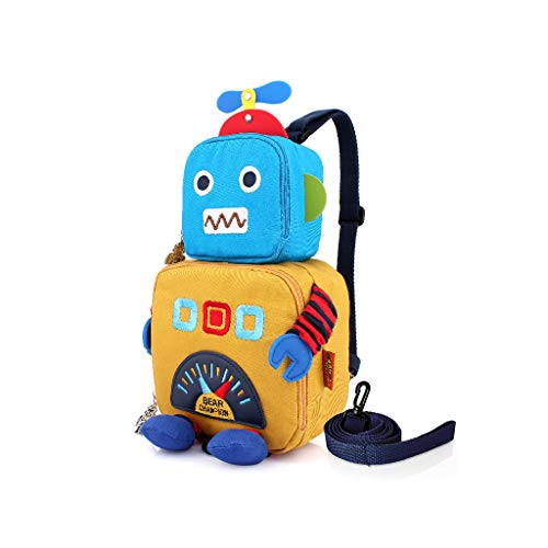 Wenlia Bolso bandolera para niños pequeños, lindo bolso escolar con robot para niños con gran capacidad para jardín de infantes, bolso de viaje para niños y niñas