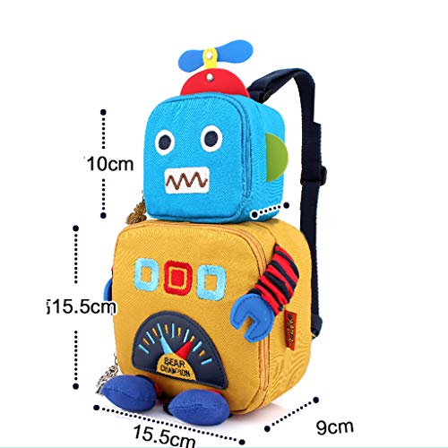 Wenlia Bolso bandolera para niños pequeños, lindo bolso escolar con robot para niños con gran capacidad para jardín de infantes, bolso de viaje para niños y niñas