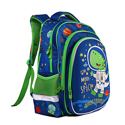 Wenlia Mochila para niños, mochila para estudiantes con bolsillos laterales, impermeable, dinosaurio, casual, mochila de viaje, astronauta, regalo para niños, regreso a la escuela