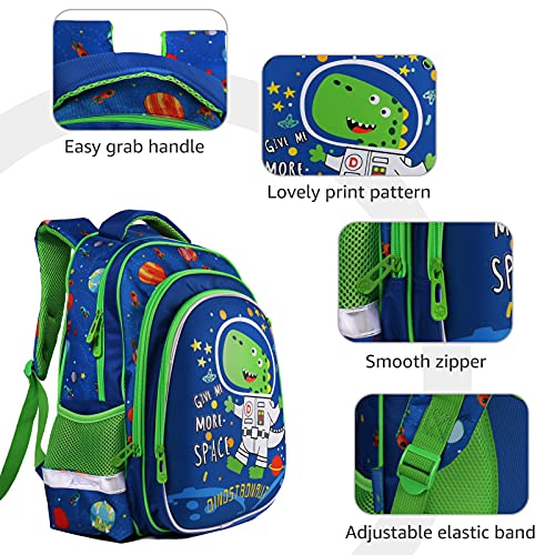 Wenlia Mochila para niños, mochila para estudiantes con bolsillos laterales, impermeable, dinosaurio, casual, mochila de viaje, astronauta, regalo para niños, regreso a la escuela