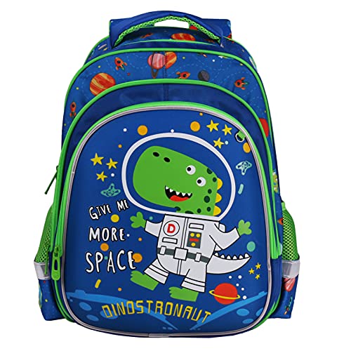 Wenlia Mochila para niños, mochila para estudiantes con bolsillos laterales, impermeable, dinosaurio, casual, mochila de viaje, astronauta, regalo para niños, regreso a la escuela