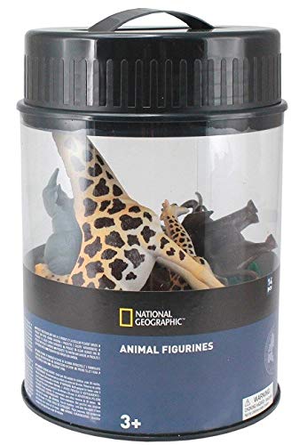 Wenno USA National Geographic Bucket of Safari Animals Figurines, 14 Pieces