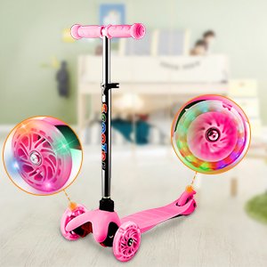 WeSkate Patinete para Niño Niña 3-8 Años Mini Scooter de Tres Ruedas con Luces LED manubrios Ajustables Patinetes para niños