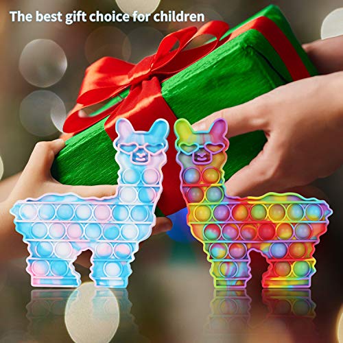 WHATOOK Juguete Antiestrés Sensorial de Explotar Burbujas 2pcs Alpaca Push Bubble Pop Fidget Sensory Toys Juguetes para Apretar Herramientas para Aliviar el Estrés la Ansiedad para Niños y Adultos