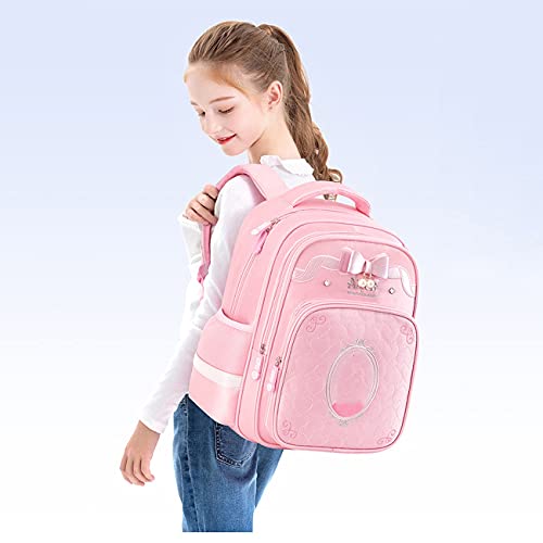 White wolf Mochila De Escuela Primaria con Personaje Congelado para Niña, Mochila Ligera De Gran Capacidad (Color : Natural, Size : M-39 * 18 * 29cm)