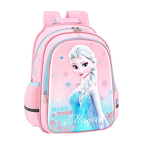 White wolf Mochila De Escuela Primaria con Personaje Congelado para Niña, Mochila Ligera De Gran Capacidad (Color : Natural, Size : M-39 * 18 * 29cm)