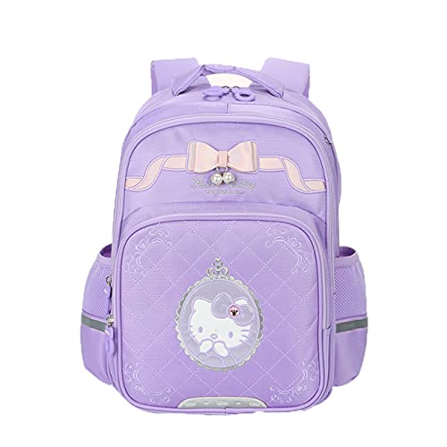 White wolf Mochila De Escuela Primaria con Personaje Congelado para Niña, Mochila Ligera De Gran Capacidad (Color : Purple, Size : M-39 * 18 * 29cm)