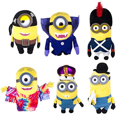 Whitehouse Peluche Minion Disfrazado Minion Hippie Peluche Minion con Gafas de Plástico, Peluche Suave y blandito, 29 cm