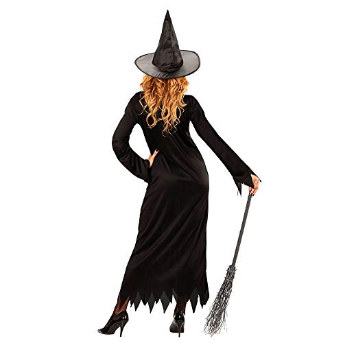 WIDMANN 21435, set compuesto de vestido largo y sombrero, talla XXXL, color: negro, dorado, disfraz para mujer, Halloween, carnaval, fiesta temática, bruja y cuento de hadas, xxx-large