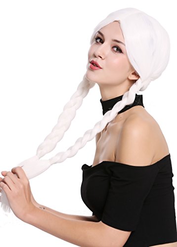 WIG ME UP- 90958-ZA60 Peluca Mujer Carnaval Halloween Blanco Largo Trenzas Trenzadas Colegiala traviesa