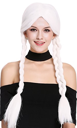 WIG ME UP- 90958-ZA60 Peluca Mujer Carnaval Halloween Blanco Largo Trenzas Trenzadas Colegiala traviesa