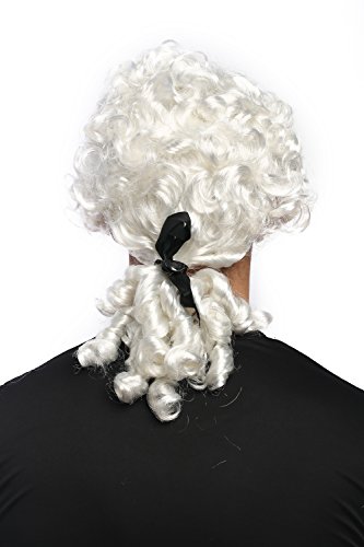 WIG ME UP- 91019-ZA62 Peluca Hombres Carnaval Halloween Barroco Renacimiento Blanca Trenza Noble príncipe