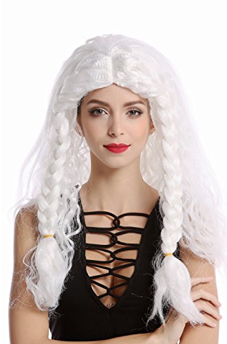 WIG ME UP- 91154-ZA68/ZA62 Peluca Mujer Hombre Carnval Halloween Trenzas Gruesas Larga Trenza Trenzado Blanca Vikingo Bárbaro Viejo Princesa de Hielo