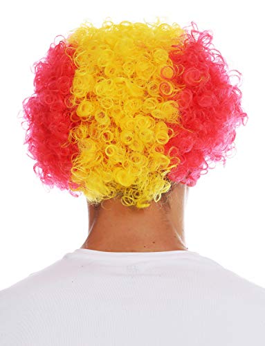 WIG ME UP- MMAM-15M Peluca Carnaval Afro hinchas del fútbol Copa Mundial Rojo Amarillo Rojo España