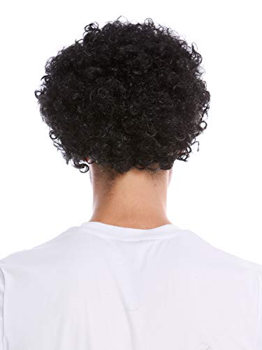 WIG ME UP- PW0186-P103 Peluca Mujeres Hombres Halloween Carnival Tonto rizos Rizado Afro Corto Negro