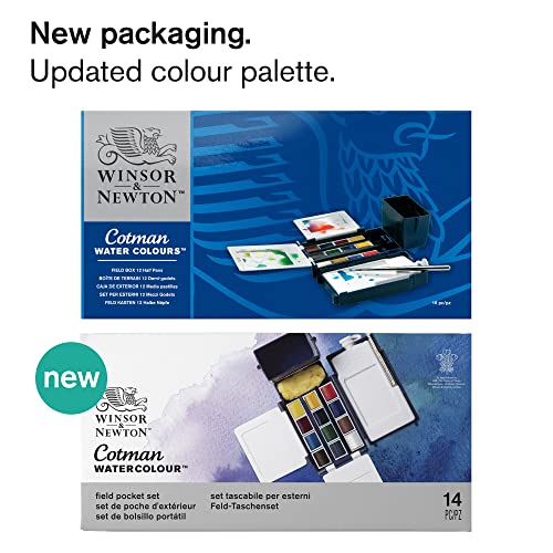 Winsor & Newton acuarela Cotman - Caja de acuarela de Campo - set de 12 medio godets, colores surtidos