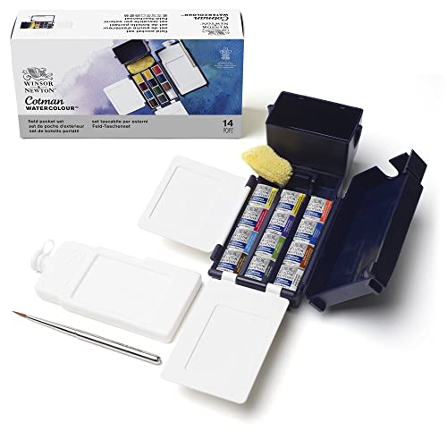 Winsor & Newton acuarela Cotman - Caja de acuarela de Campo - set de 12 medio godets, colores surtidos