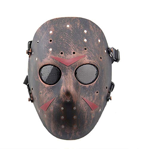 WISEONUS CS Games Airsoft Paintball Máscara Protectora de Malla metálica Jason Mascarilla de protección de Cara Completa para Fiesta de Disfraces de Halloween