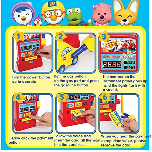 WithMolly Pororo Gas Station Play Set con lubricante de gas, coche, tarjeta, pegatina, cupón, caja de almacenamiento de tarjetas