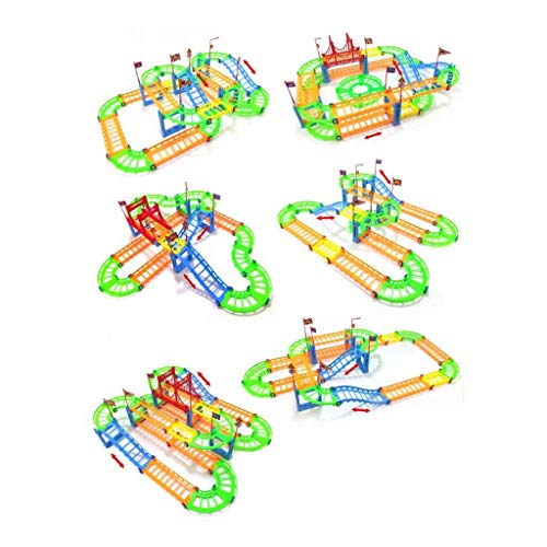 WLGQ Coche de ferrocarril eléctrico en Constante Cambio de Doble vía, Juguete de Alta Velocidad, vagón de ferrocarril, niños, Rompecabezas de Montaje Gratis, Regalo de Carreras, Modelo de Carga d