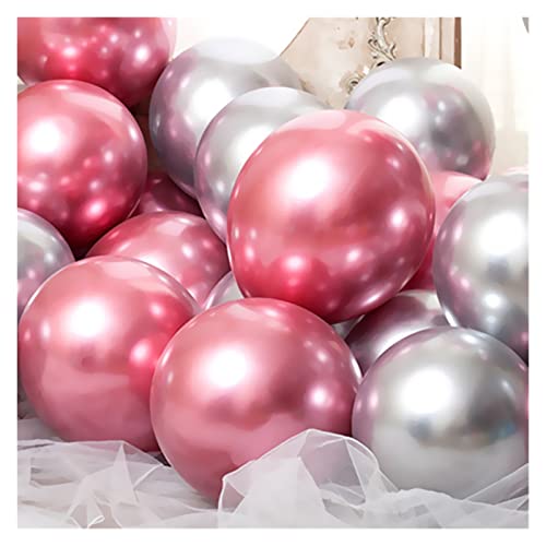 WSZMD 15 Unids/Lote 5inch 10inch Metallic Chrome Fiesta Cumpleaños Decoración Fiesta De Oro Plata Látex, Globos Caramelo (Ballon Size : 5inch 30pcs, Color : Pink Ribbon)