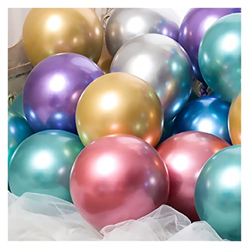 WSZMD 20pcs Metallic Gold Silver Green Purple Ballon Boda Feliz Cumpleaños Latex Metal Chrome Air Helium Baloon, Globos De Candy (Ballon Size : 5inch 30pcs, Color : Mixed Color)